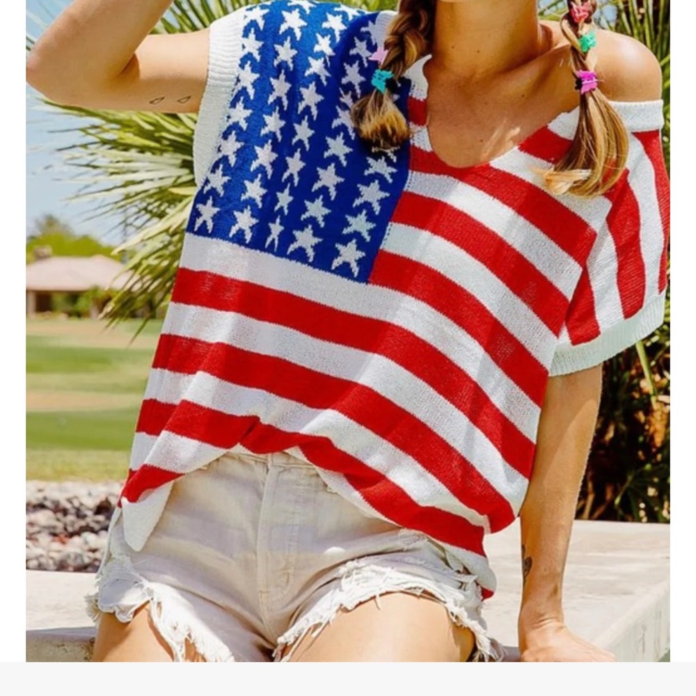 BiBi Red, White, and Blue Flag Tank Top